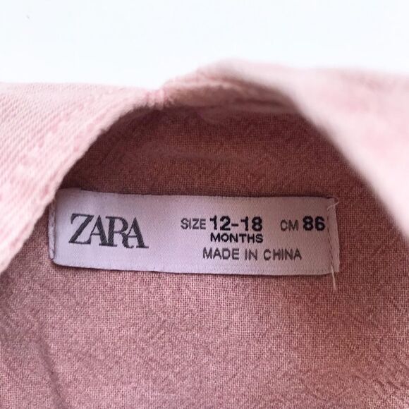 Zara NWT dusty rose denim ruffle overalls 12-18 months - Picture 4 of 5